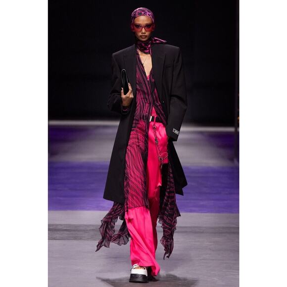 NWT Versace Runway Dress IT 40 US 4 Zebra Sheer Plissé Red Black $5,025 - Picture 4 of 14